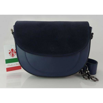 Listonoszka,chlebak,przewieszka  Vera Pelle klapka zamsz Granatowa LVP399BS