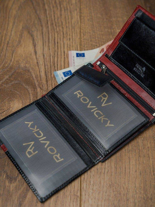 Skórzany portfel pionowy dwukolorowy składany