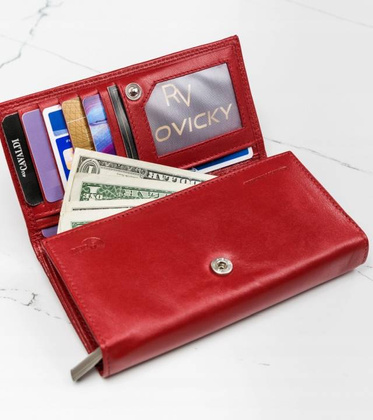 Klasyczny portfel damski ze skory naturalnej