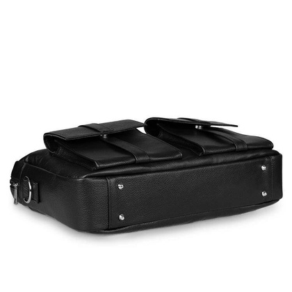 Skórzana torba męska na laptopa 15,6" ramię czarna - Pavone Nero Rimini 2409 BL
