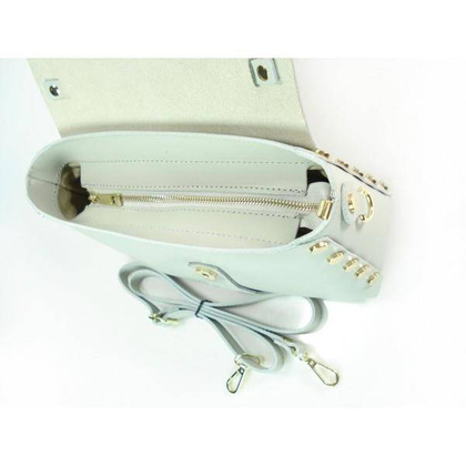 Kuferek listonoszka A5 złote dżety + zamsz szary jasny Vera Pelle VPK789GC