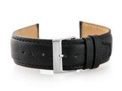 Pasek skórzany do zegarka W26 - PREMIUM - czarny - 22mm