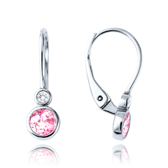 MINET Dziecięce kolczyki z białego złota z białymi i różowymi cyrkoniami Au 585/1000 1,70g