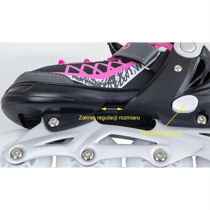 Łyżworolki - wrotki - łyżwy 4 w 1 ENERO PRO LED 38 - 41 Różowo - szare