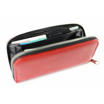 P-02 Portfel skórzany Korona - czerwony gładki KEMER