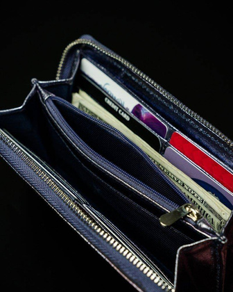 Przepiękny błyszczący portfel damski piórnik, marki Pierre Andreus®