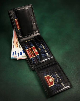 Duży, skórzany portfel męski bez zapięcia peterson