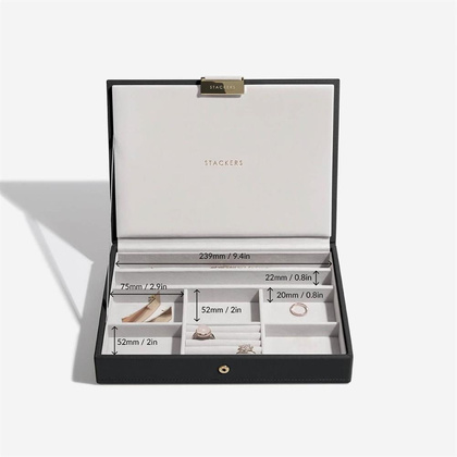 Szkatułka na biżuterię Stackers classic czarna velvet z pokrywką
