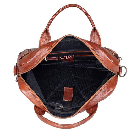 Skórzana torba męska brązowa na ramię laptopa 15,6" - Pavone Nero Parma 2454 BR