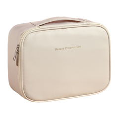 Kosmetyczka rozkładana elegancka kuferek etui z ekoskóry kremowa KS146K