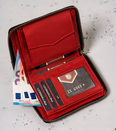 Duży, skórzany portfel męski na zamek