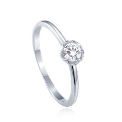 MINET Srebrny pierścionek kwiat z białą cyrkonią wielkość 14 cyrkoniami wielkość 45