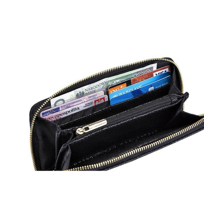 Portfel damski skórzany KEMER SOLIER P05 Czarny Wąż - min. zamówienie 20 / 50 / 100 szt.