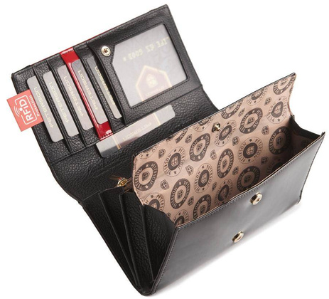 Portfel damski skórzany, lakier Peterson Czarny