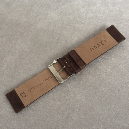 LAVVU Ciemnobrązowy gładki pasek PLAIN z luksusowej skóry Top Grain - 22