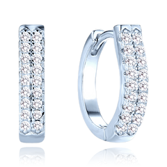 MINET Luksusowe kolczyki srebrne z białymi cyrkoniami