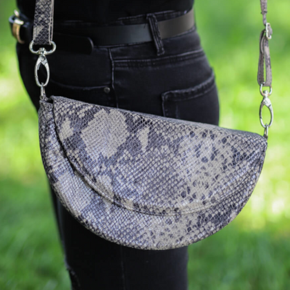 T-12 Torebka franczeska M - print wężowy szary KEMER