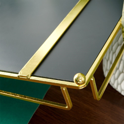 Taca na świece lustrzana prostokątna złota metalowa / podstawka pod świeczki 34x16,5 cm