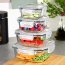 Pojemniki na żywność szklane z pokrywką i uszczelką kwadratowe 4 szt.