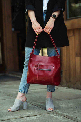 Skórzana torba damska shopper Vitoria FL18 bordowa - min. zamówienie 20 / 50 / 100 szt.