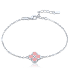 MINET Srebrna bransoletka koniczyna z jadeitem