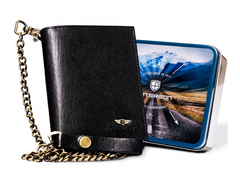Portfel męski ze skóry naturalnej z łańcuchem
