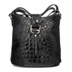 LISTONOSZKA VERA PELLE  CZARNA  KROKODYLEK L22Nk