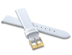 MINET Biały skórzany pasek ze złotą klamrą - 16