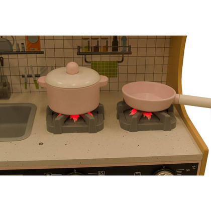 Kuchnia drewniana dla dzieci podświetlane palniki 87x30x83,5 cm naturalna