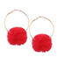 KOLCZYKI KOŁA POMPON CZERWONE K632CZE