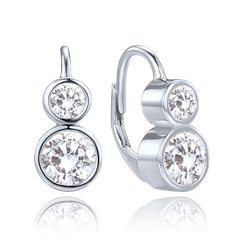 MINET Eleganckie srebrne kolczyki z białymi i niebieskimi cyrkoniami