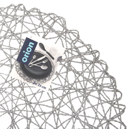 Podkładka pod talerz sztućce okrągła / mata kuchenna papierowa szara 35 cm