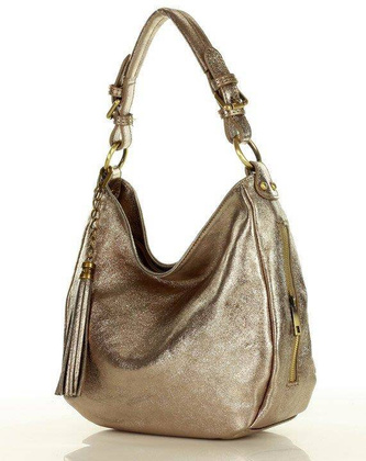 MARCO MAZZINI Miejska torebka skórzana sacco dark bronzo złoty - min. zamówienie 20 / 50 / 100 szt.