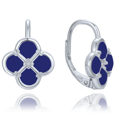 MINET Kolczyki srebrne koniczyna z lapisem