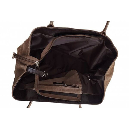 Duża włoska torba XL- A4 , worek na ramię , zamsz naturalny Vera Pelle ,Beżowa WGXL5T