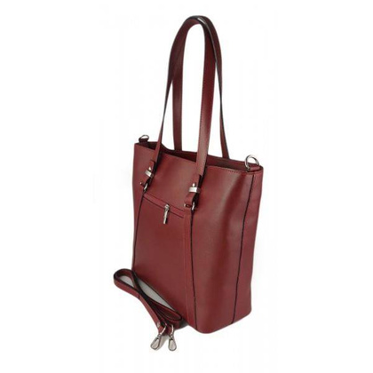 Klasyczna Włoska torebka skórzana na ramię mieści A4 ,Vera Pelle , Bordowa MVN14R