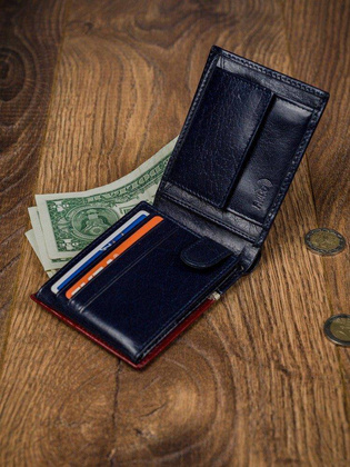 Poziomy portfel męski dwukolorowy, skóra naturalna hq