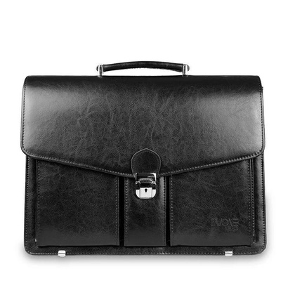 Skórzana teczka męska na ramię aktówka czarna - Pavone Nero Savio 2294 BL