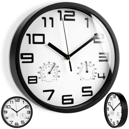 Zegar ścienny z termometrem i higrometrem biały 25 cm