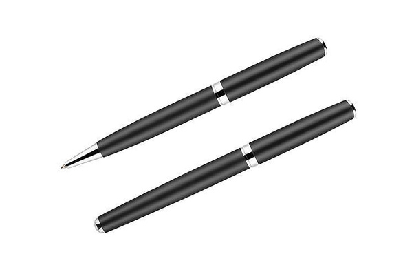 Elegancki zestaw piśmienniczy KEMER Czarno Srebrny