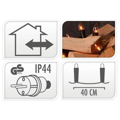 Lampki ogrodowe zewnętrzne / girlanda świetlna imitacja ognia 10 żarówek 5,10 m
