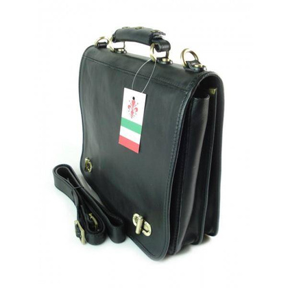 Teczka , męska aktówka ,skóra naturalna dwie przegrody  Czarna TM76N