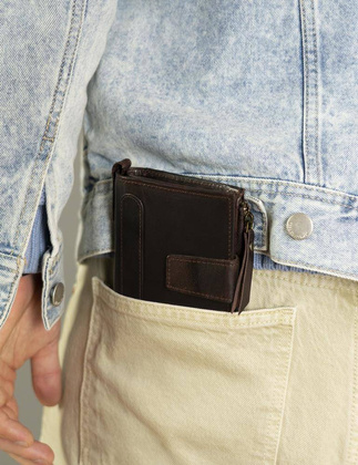 Skórzany portfel w stylu retro Rovicky Brązowy