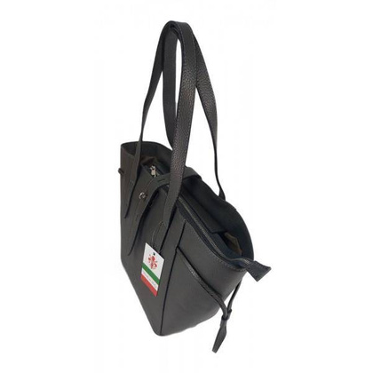 Pakowna włoska torebka skórzana na ramię mieści A4 ,Vera Pelle , Szara BKL25G