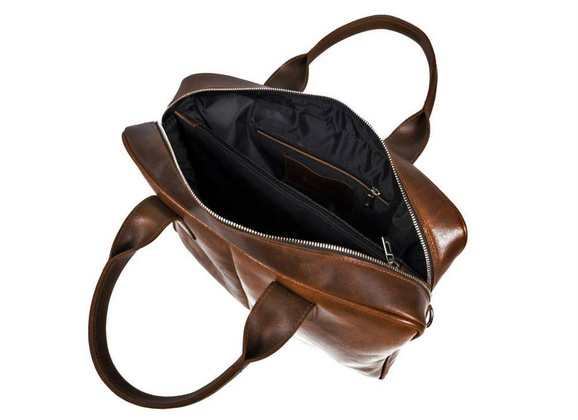 Skórzana torba na ramię na laptop BRØDRENE R02 jasny brąz Kolor wnętrza: Czarny - min. zamówienie 20 / 50 / 100 szt.