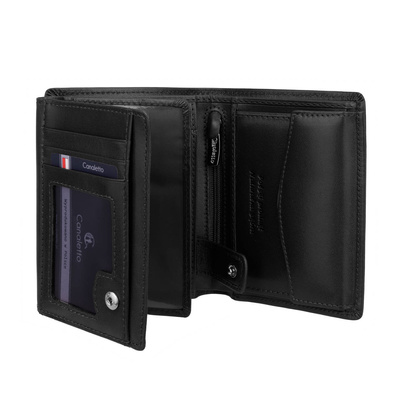Męski czarny portfel Canaletto skóra garbowana roślinnie PM265s163gr RFID