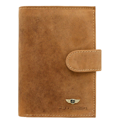 Skorzany portfel z zapinka na zatrzask