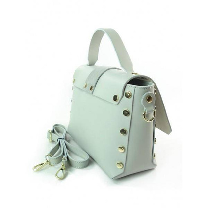 Kuferek listonoszka A5 złote dżety + zamsz szary jasny Vera Pelle VPK789GC