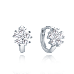 MINET Srebrne kolczyki kwiaty z białymi cyrkoniami