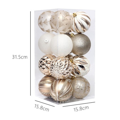 Komplet bombek bożonarodzeniowych 16sztuk w opakowaniu średnica 8cm złote BSN43